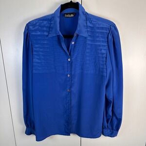 Vintage David Matthew‎ Womens 10 Cobalt Blue Blouse Rich Jewel Tone Satin